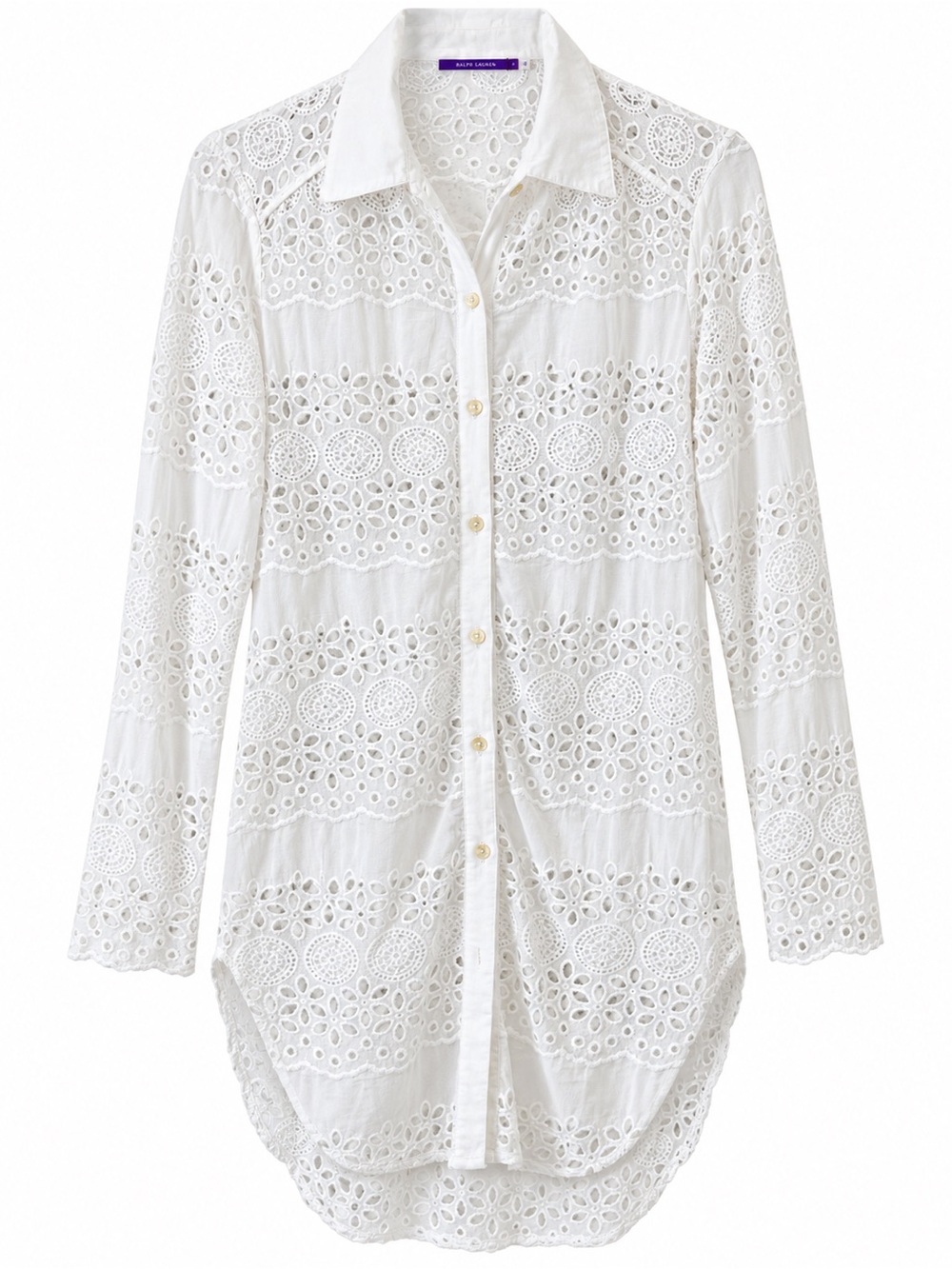 Amita Naithani White Eyelet Shirt Dress XS